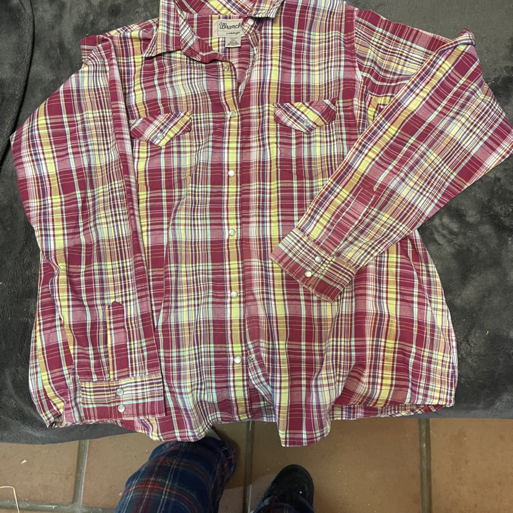 Western  Red and Yellow Plaid Button-Down Shirt